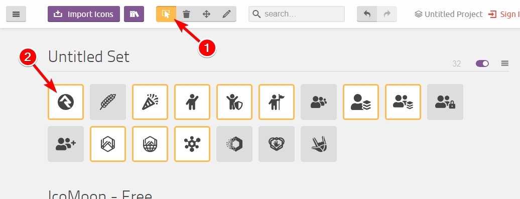 Select icons