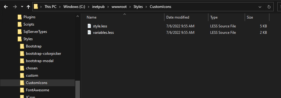 Styles/CustomIcons folder