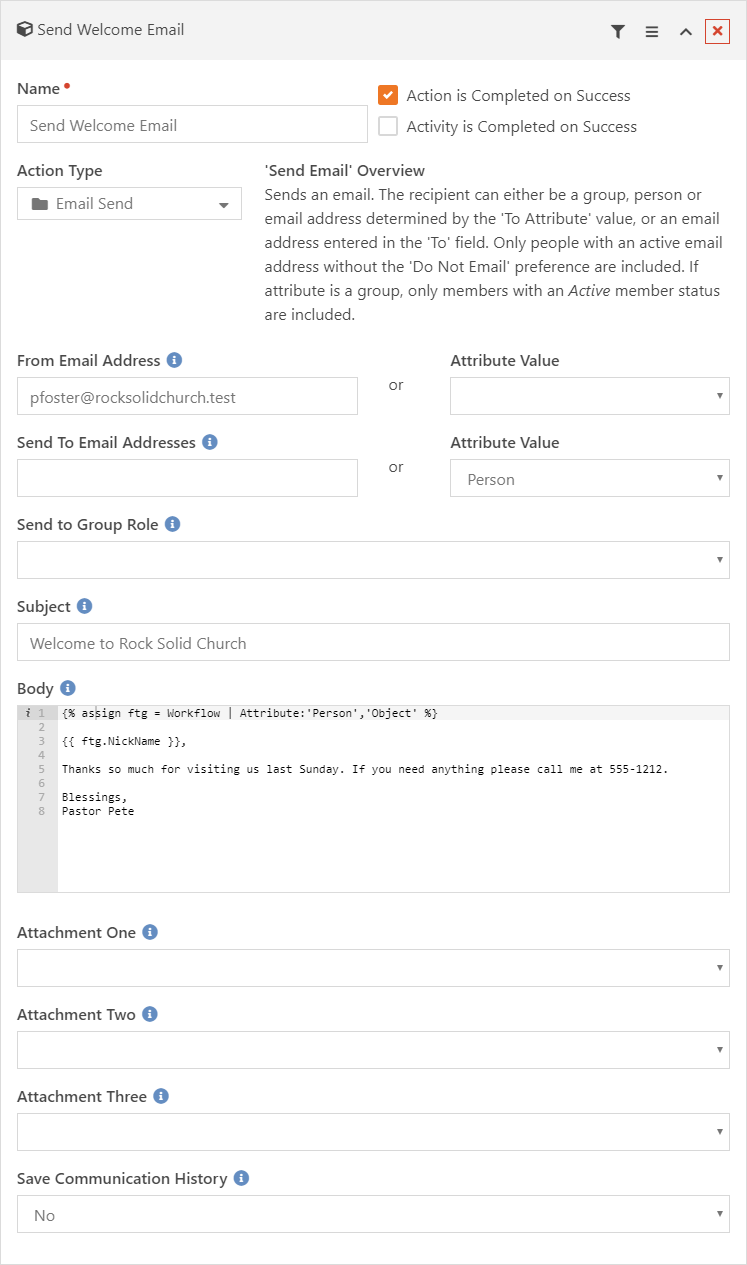 send the welcome email